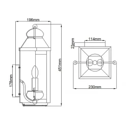 Elstead Wandlampe außen H: 45,1 cm IP44 E14 Aluminium Glas Vintage< Außenwandleuchten|Gartenlaternen