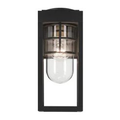 Elstead Wandlampe außen H: 33 cm IP44 Schwarz E27 eckig klein< Stofflampen|Rustikale Lampen
