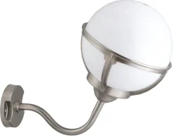 Lido Wandlampe Außen in Nickel Weiß Echt-Messing Haus< Außenleuchten Messing|Außenwandleuchten