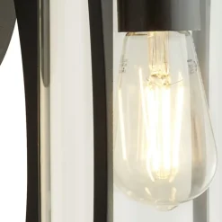 Metall Lampen|Vintage Lampen*Searchlight Wandlampe außen IP44 E27 Schwarz Glas Aluminium DIAZ