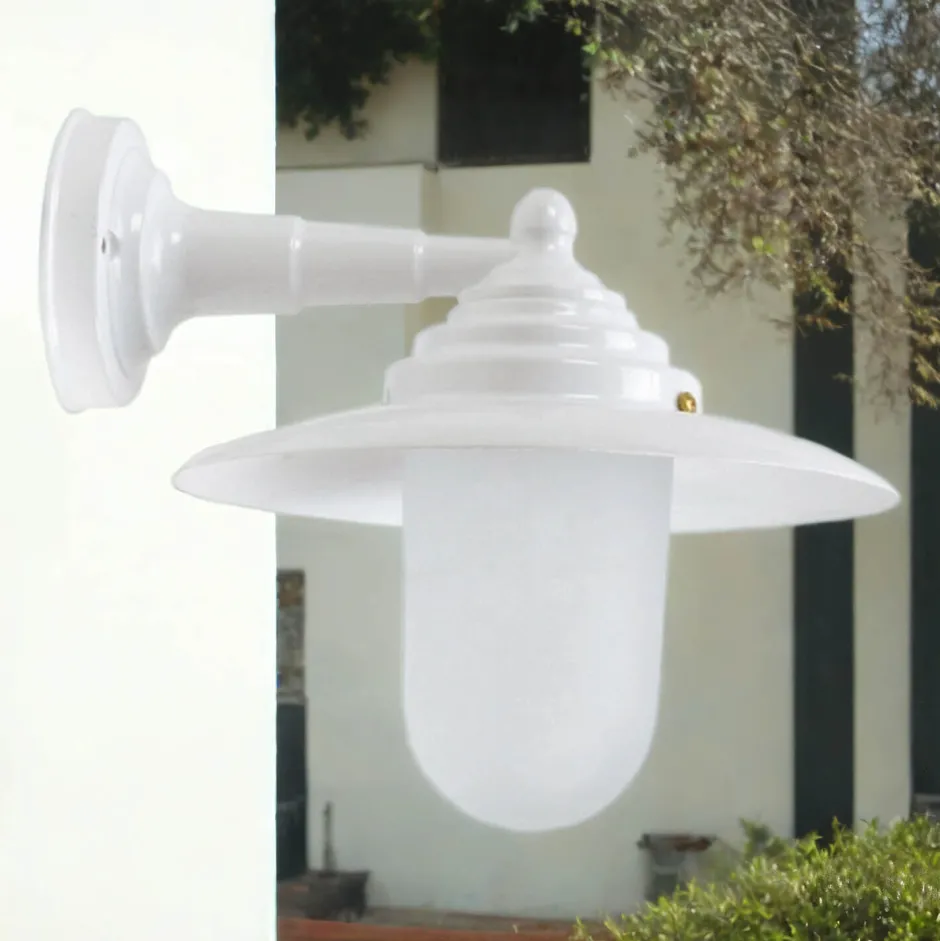 Lido Wandlampe außen Maritim Glas Messing E27 IP64 B: 26 cm< Metall Lampen|Messinglampen