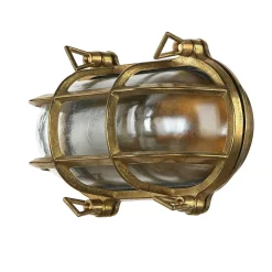 Metall Lampen|Messinglampen*Lido Wandlampe Außen Messing Glas Haus oval Maritim