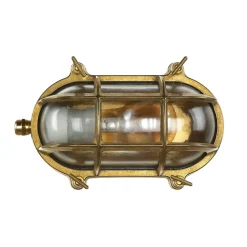 Metall Lampen|Messinglampen*Lido Wandlampe Außen Messing Glas Haus oval Maritim