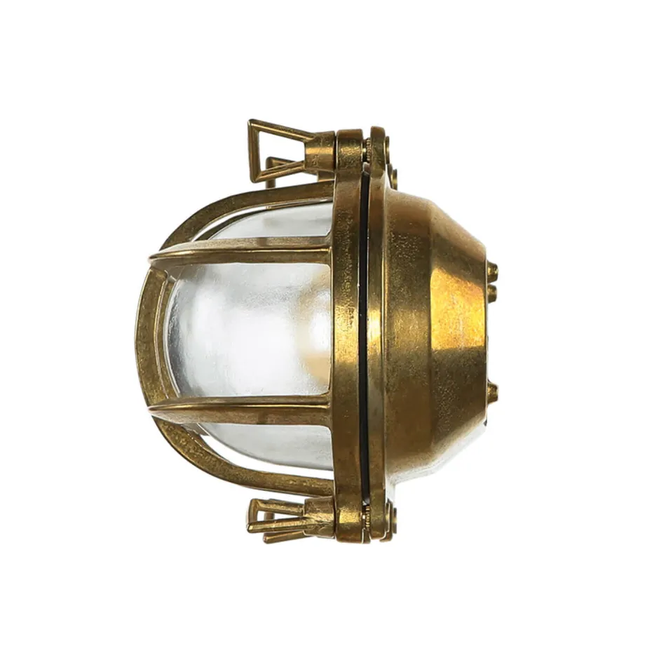 Metall Lampen|Messinglampen*Lido Wandlampe Außen Messing Glas Haus oval Maritim