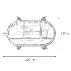Metall Lampen|Messinglampen*Lido Wandlampe Außen Messing Glas Haus oval Maritim