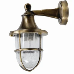 Außenleuchten Antik|Außenwandleuchten*Lido Wandlampe außen Messing Glas E27 IP64 27 cm hoch in Antik