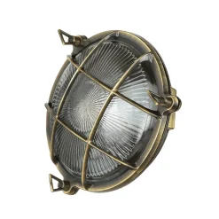 Rustikale Lampen|Metall Lampen*Lido Wandlampe außen Messing Maritim IP64 E27 SERIFOS