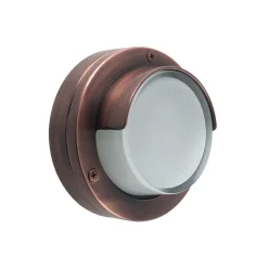 Außenwandleuchten|Rustikale Lampen*Andromeda Wandlampe außen Messing massiv Glas G9 IP64 rund HYRIA