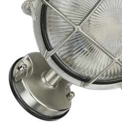 Rustikale Lampen|Metall Lampen*Lido Wandlampe außen Messing massiv Riffelglas E27 IP64 SERIFOS