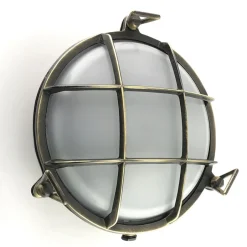 Andromeda Wandlampe außen Messing massiv Glas D: 24 cm rund IP64< Außenwandleuchten|Feuchtraumleuchten