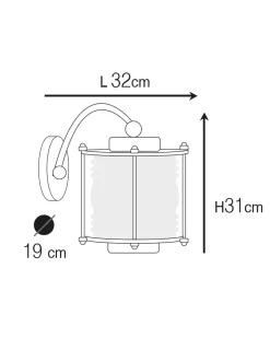 Andromeda Wandlampe außen Messing massiv Glas H: 31 cm IP53 E27< Außenwandleuchten|Gartenlaternen