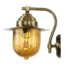 Lido Wandlampe Außen Messing Riffelglas Maritim Hof< Rustikale Lampen|Metall Lampen