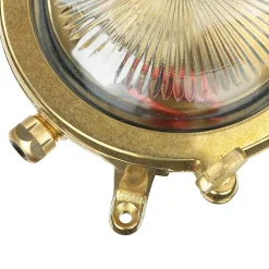 Rustikale Lampen|Metall Lampen*Lido Wandlampe Außen Messing rund IP44 Maritim Haustür