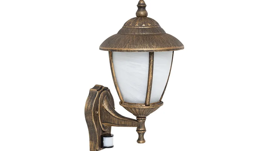 Rustikale Lampen|Rustikale Außenleuchten*Rabalux Wandlampe Außen mit Sensor Gold blendarm IP43 Hof