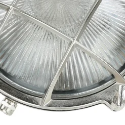 Rustikale Lampen|Messinglampen*Lido Wandlampe Außen Nickel Echt-Messing rund Ø24cm IP64