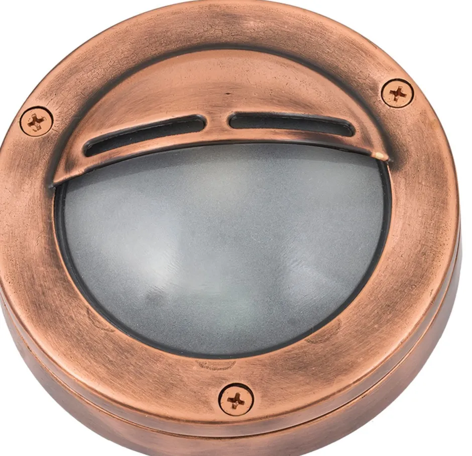 Außenwandleuchten|Außenleuchten Antik*Lido Wandlampe Außen Rund Kupfer Maritim Echt-Messing