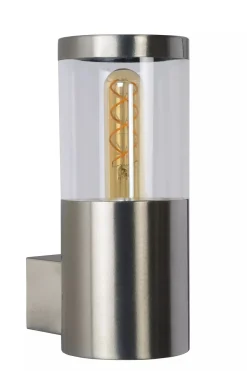 Wandlampe Außen Stahl in Chrom IP44 H:23 cm E27 Balkon< Außenwandleuchten|Metall Lampen