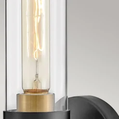 Wandleuchten|Flurlampen*Elstead Wandlampe Bad 34,6 cm hoch IP44 E27 Modern Metall Glas