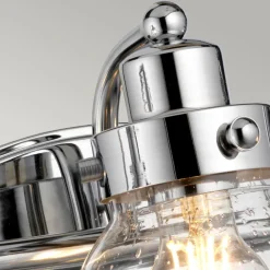 Wandleuchten|Badezimmer Lampe*Elstead Wandlampe Bad Chrom aus Metall Glas B: 63,4 cm IP44 E27