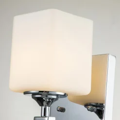 Elstead Wandlampe Bad Chrom Weiß H: 41,3 cm IP44 Metall Glas< Wandleuchten|Metall Lampen