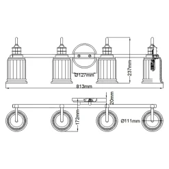 Elstead Wandlampe Bad groß 91,3 cm lang mit G9 LED 3000 K< Wandleuchten|Badezimmer Lampe