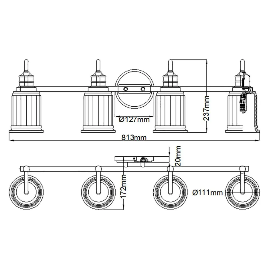 Elstead Wandlampe Bad groß 91,3 cm lang mit G9 LED 3000 K< Wandleuchten|Badezimmer Lampe