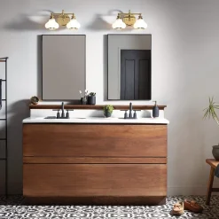 Wandleuchten|Badezimmer Lampe*Elstead Wandlampe Bad Metall Glas 40,6 cm breit IP44 mit 2x G9 LED