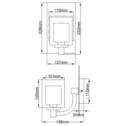 Wandleuchten|Badezimmer Lampe*Elstead Wandlampe Bad mit LED G9 H: 23,2 cm IP44 Chrom Weiß Metall Glas