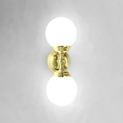 Giovanni Battista Wandlampe Badezimmer H: 36 c, 2-flammig E14 Glas Messing< Wandleuchten|Badezimmer Lampe