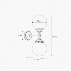 Giovanni Battista Wandlampe Badezimmer H: 36 c, 2-flammig E14 Glas Messing< Wandleuchten|Badezimmer Lampe