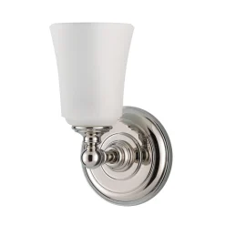 Glaslampen|Jugendstil Lampen*Elstead Wandlampe Badezimmer in Chrom IP44 blendarm YSABELLA