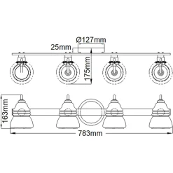Elstead Wandlampe Badezimmer IP44 78,3 cm breit Metall Glas 4x G9 LED< Wandleuchten|Badezimmer Lampe