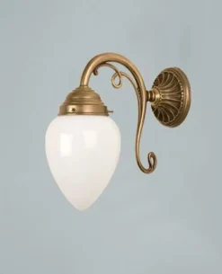 Berliner Messingleuchten Wandlampe Berliner Messing Glas T:27 cm E27 Ornamente< Wohnzimmerlampen|Küchenlampen