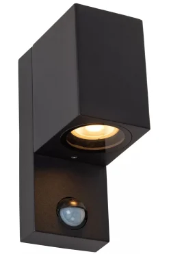 Wandlampe Bewegungsmelder Aluminium H:17 cm IP65 GU10< Außenwandleuchten|Fassadenstrahler