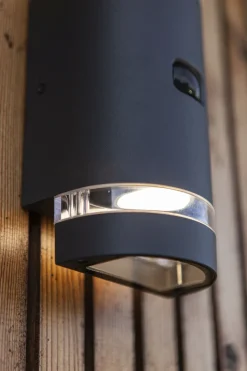 Metall Lampen|Moderne Außenleuchten*Eco-Light Wandlampe Bewegungsmelder Up Down Anthrazit IP44 GU10