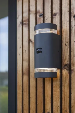 Metall Lampen|Moderne Außenleuchten*Eco-Light Wandlampe Bewegungsmelder Up Down Anthrazit IP44 GU10