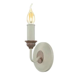 Designerlampen|Rustikale Lampen*Elstead Wandlampe CANDELA 8 Holz Shabby Weiß Kerze Lampe