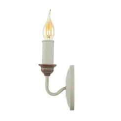 Designerlampen|Rustikale Lampen*Elstead Wandlampe CANDELA 8 Holz Shabby Weiß Kerze Lampe