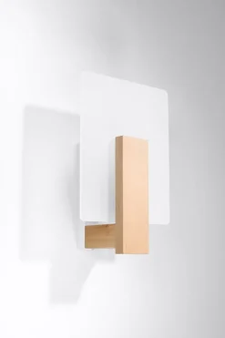 Sollux Wandlampe E14 Glas Holz Modern wohnlich DORETT< Wohnzimmerlampen|Glaslampen