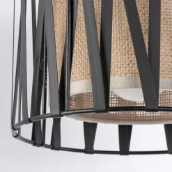 TK Lighting Wandlampe E27 Metall Jute H: 35 cm in Schwarz Braun MINA< Wandleuchten|Schlafzimmer Lampen