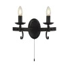 Rustikale Lampen|Wohnzimmerlampen*Searchlight Wandlampe Eisen mit Schalter 2-flammig Schwarz E14 B: 32 cm