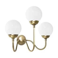 Giovanni Battista Wandlampe 3-flammig E14 Glas Echt-Messing B: 39 cm< Wandleuchten|Badezimmer Lampe