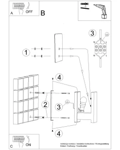 Sollux Wandlampe Glas Holz Weiß eckig E14 blendarm innen< Wohnzimmerlampen|Glaslampen