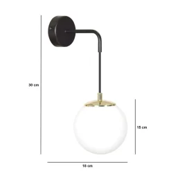 Wandleuchten|Küchenlampen*Emibig Wandlampe Glas Kugel Schirm Schwarz Weiß Modern E27