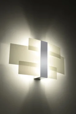 Sollux Wandlampe Glas Metall 42 cm blendarm Weiß Chrom 2x G9< Wandleuchten|Flurlampen