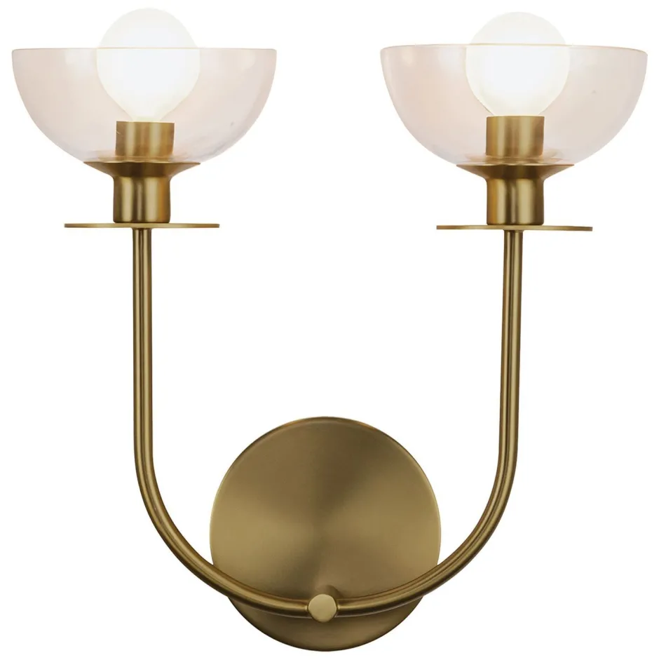 Wandleuchten|Metall Lampen*Elstead Wandlampe Glas Metall B: 30,5 cm in Gold 2x E14