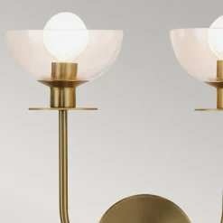 Wandleuchten|Metall Lampen*Elstead Wandlampe Glas Metall B: 30,5 cm in Gold 2x E14