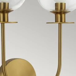 Wandleuchten|Metall Lampen*Elstead Wandlampe Glas Metall B: 30,5 cm in Gold 2x E14