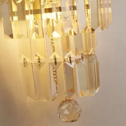 Flurlampen|Metall Lampen*Searchlight Wandlampe Glas Metall E14 IP44 in Messing Champagner