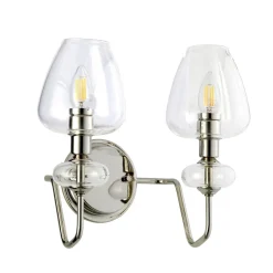 Elstead Wandlampe Glas Metall in Nickel Klassisch MAIYA< Wandleuchten|Glaslampen